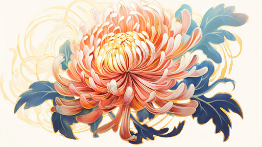 精致素雅的菊花手绘插图图片