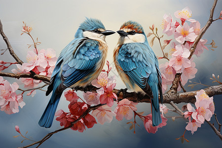 中国传统禽鸟花卉背景图片