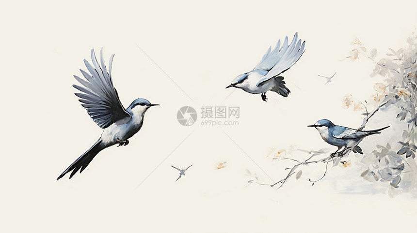 中式古风的喜鹊创意背景图片