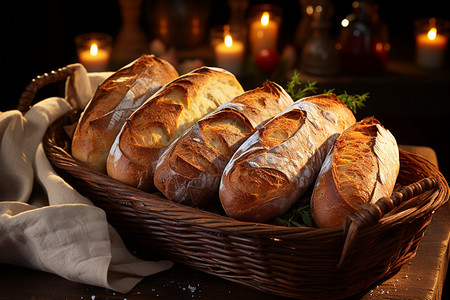 法式的长棍面包背景图片