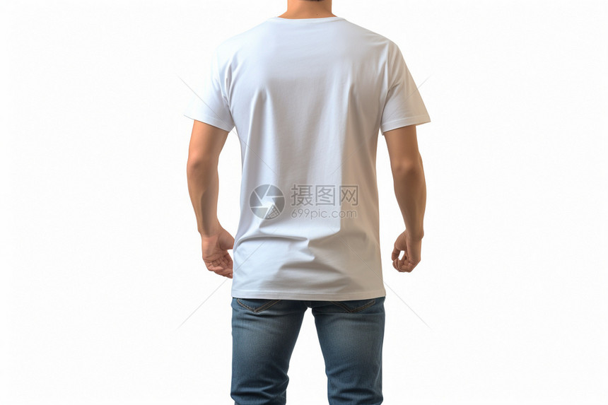 一款纯白色的男T恤图片
