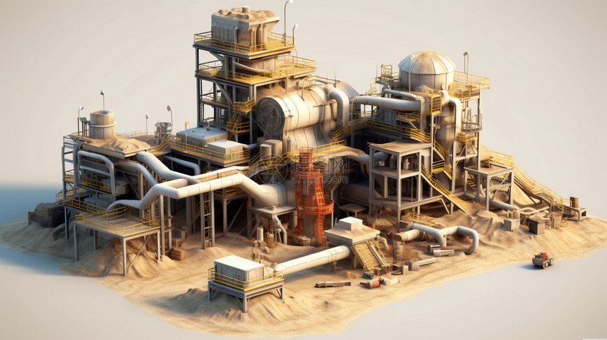 沙漠中的地热发电厂图片