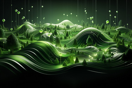 梦幻抽象的绿色植物图片