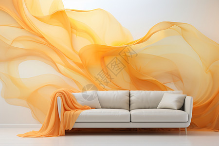 流动的橙黄色波浪空间设计背景图片