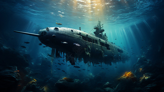 探索海洋能源的潜水艇背景图片