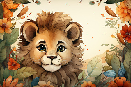 狮鹫毛茸茸的狮插画