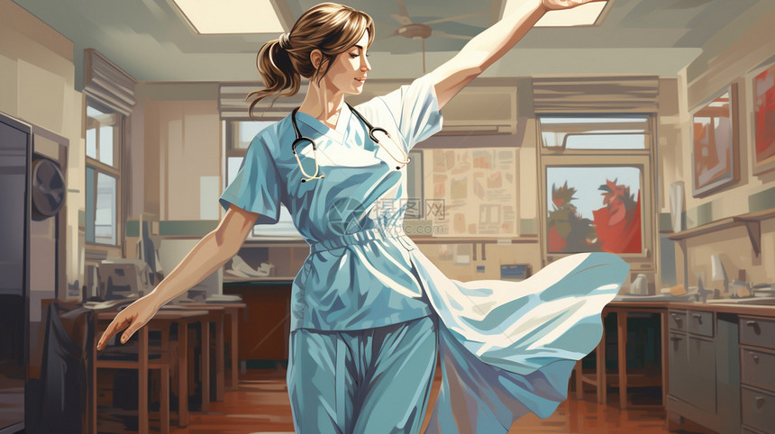 休息室跳舞的护士图片