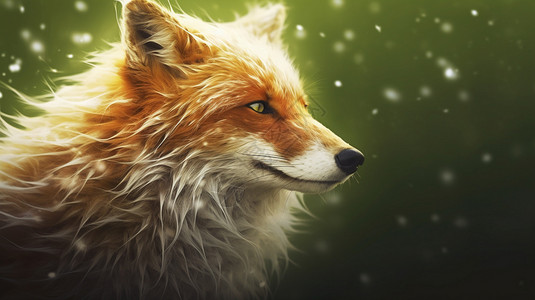 艺术创意野生狐狸手绘插图背景图片