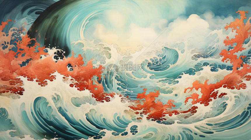抽象创意海浪艺术插图图片
