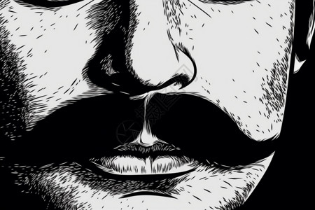 胡子特写男人嘴唇的特写镜头插画