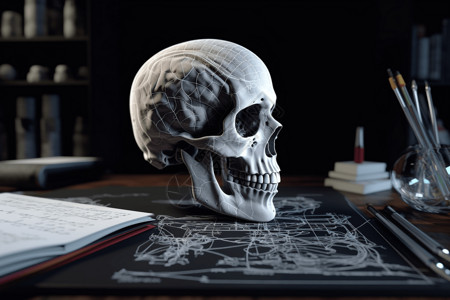 3D医学研究的人头头骨图片