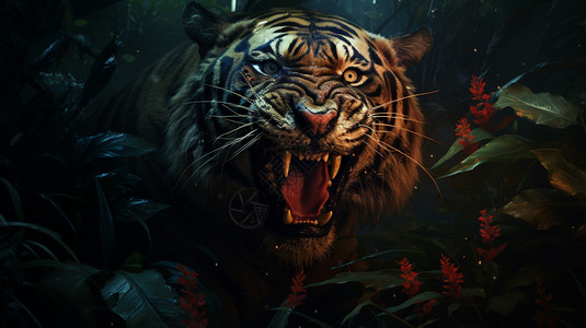 凶猛的老虎背景图片