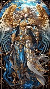 金色的六翼天使背景图片