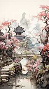 中国庭院的壮丽景象图片
