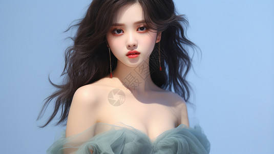 q版美少女卡通人物的模特插画