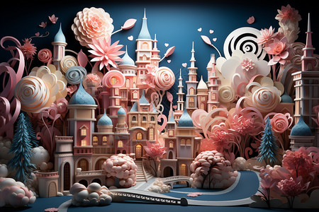 迪士尼背景3D城市模型景观设计图片
