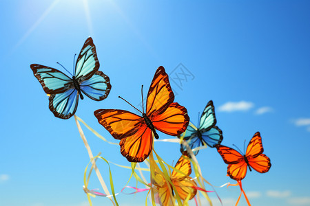 水彩风蝴蝶多彩的风筝背景