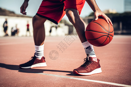 运动的男孩篮球训练高清图片