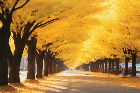 美丽的黄色树叶图片