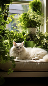 白色沙发上的猫背景图片