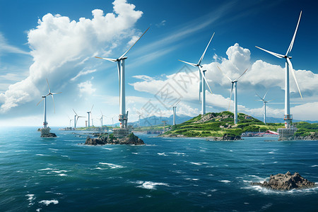 海上风力发电风力发电资源插画