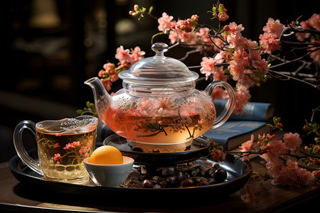 精美茶具的茶桌图片
