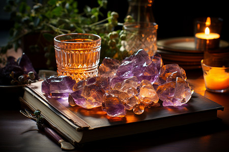 紫水晶瓶古典魅力的紫水晶背景