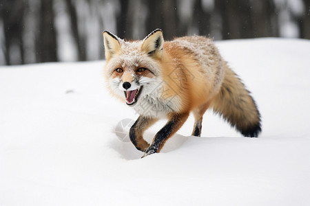 雪地里可爱的狐狸图片