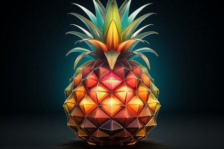 菠萝果皮半透明的3D菠萝插画