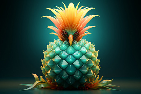 菠萝果皮3D菠萝插画