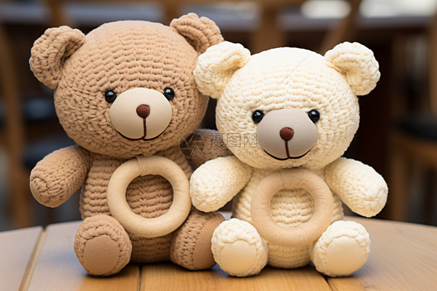 毛线编织的可爱玩具熊图片