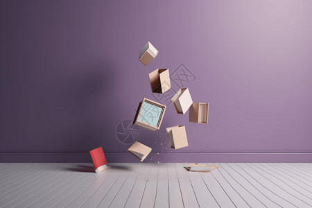 散落一地的家具书籍掉落设计图片