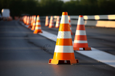 道路警示修复中的道路工地背景