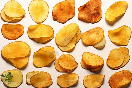 新鲜烤制的薯片图片
