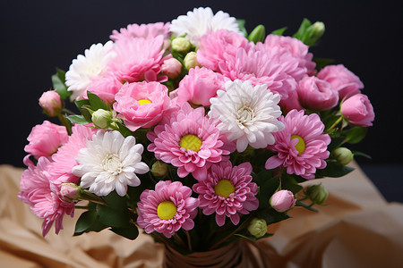 浪漫的粉色雏菊花束图片