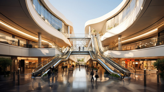 双11购物有自动扶梯的大商场背景