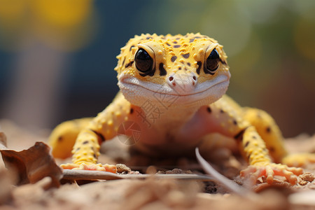 黄色斑点的野生蜥蜴背景图片