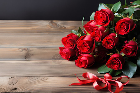 鲜艳的红玫瑰花束背景图片