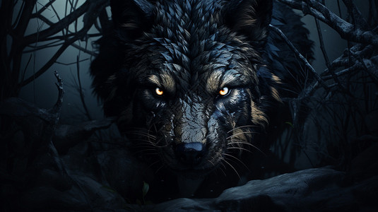 狼眼神有着凶狠眼神的动物插画