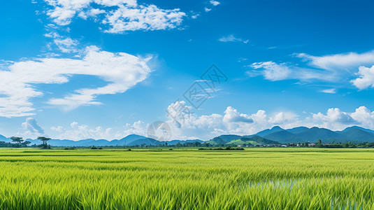 谷雨手抄报种着水稻的农田背景