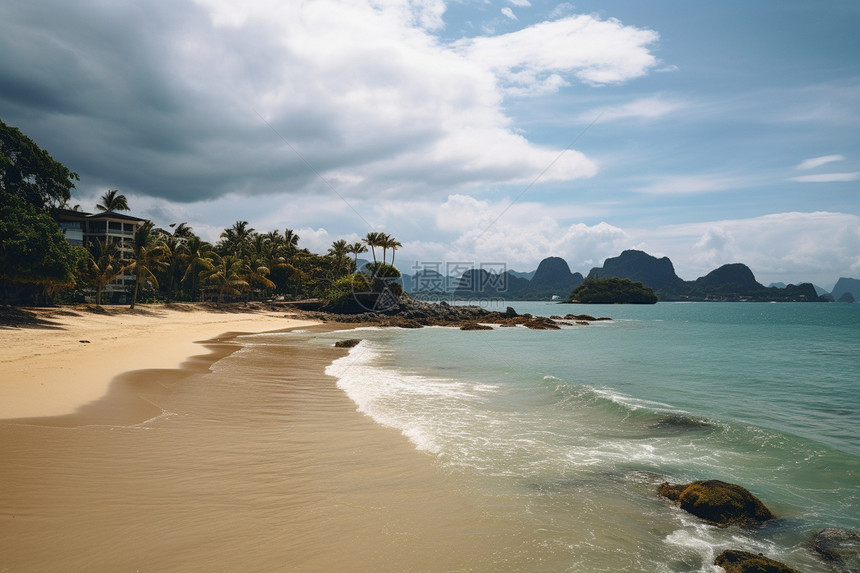 夏季度假海滩的美丽景观图片