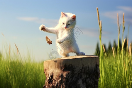 稚嫩的小白猫图片
