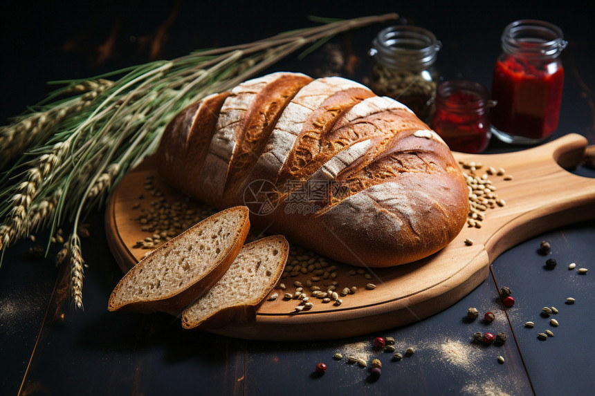 手工烘焙的小麦面包图片
