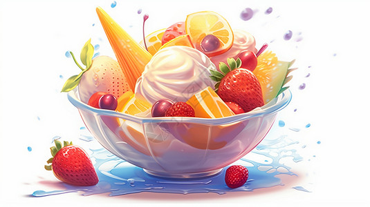 彩色柠檬插图美味的水果冰淇淋插画