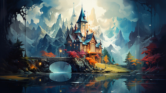 卡通版的城堡背景图片