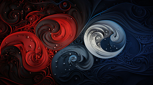 阴阳转化红黑色的阴阳八卦设计图片