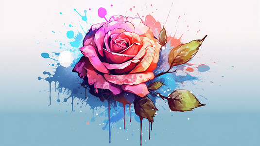 玫瑰保湿喷雾生动的水彩玫瑰插画