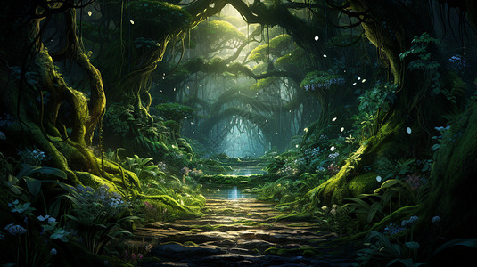 绿色的精灵森林图片