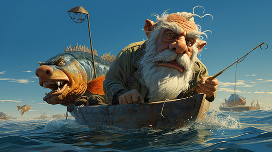 动漫版的老人与海背景图片