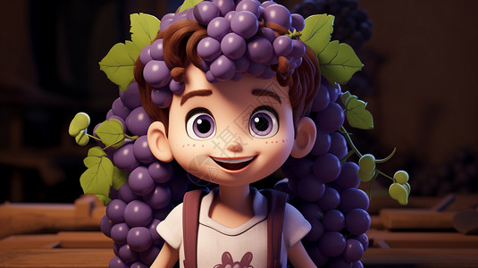 阿拉蕾小葡萄可爱的葡萄女孩插画